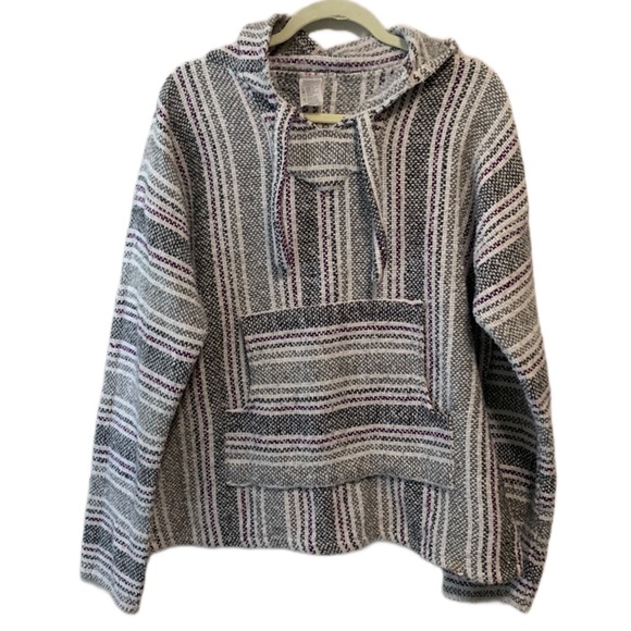 Vintage | Tops | Y2k Gray Purple Striped Earth Rag Boho Hippie Hoodie ...